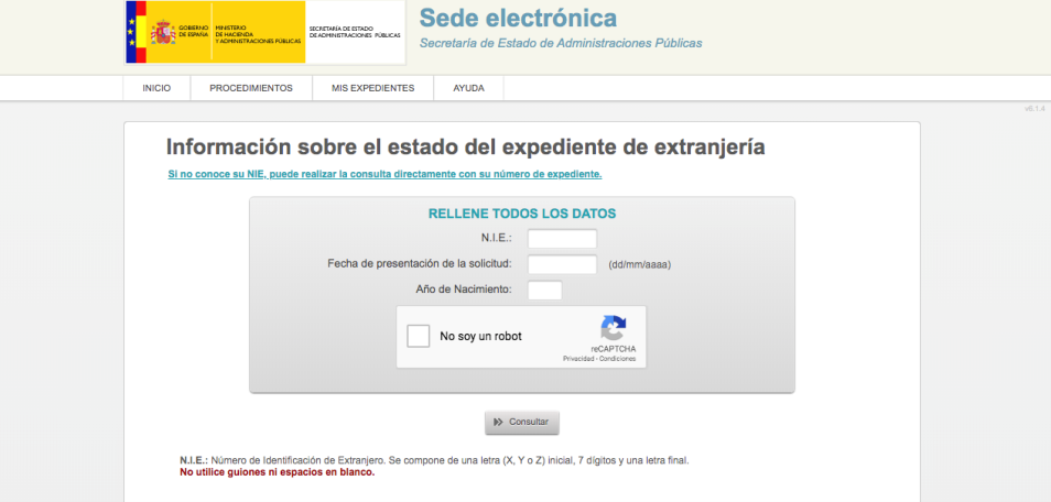 consultar expediente extranjería